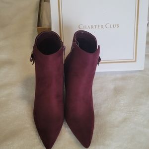 Charter Club Maroon suede booties
